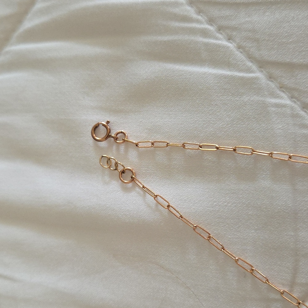 14" Thin Paperclip Necklace, Rose Gold Fill - Picture 3 of 5